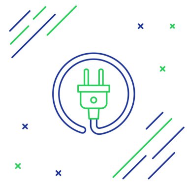 Elektrik hattı simgesi beyaz arkaplanda izole edildi. Bağlantı kavramı ve elektriğin kesilmesi. Renkli taslak konsepti. Vektör