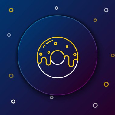 Tatlı jöleli donut mavi arka planda izole edilmiş. Renkli taslak konsepti. Vektör