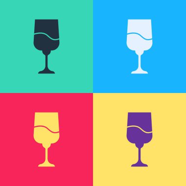 Pop Art Musevi kadeh ikonu renkli arkaplanda izole edilmiş. Kiddush için Yahudi şarabı bardağı. Şabat için çerez kupası. Vektör