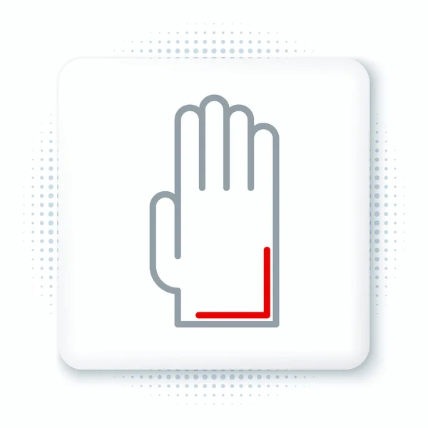 Linia Rękawice gumowe ikona izolowane na białym tle. Lateksowy znak ochrony dłoni. Symbol sprzętu do sprzątania. Kolorowy koncept. Wektor — Wektor stockowy