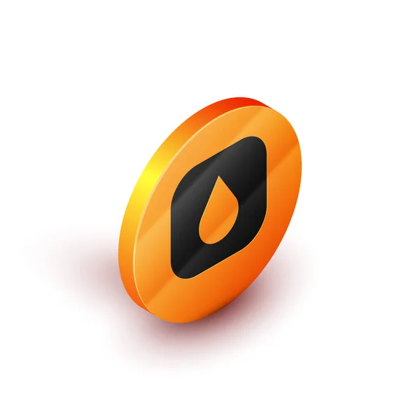 Isometrisches Wassertropfen-Symbol auf weißem Hintergrund. Orangefarbener Kreis. Vektor — Stockvektor