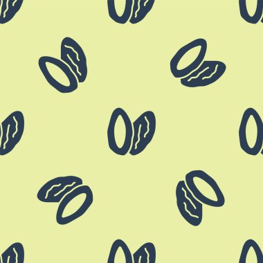 Mavi Tarih meyve ikonu sarı arka planda kusursuz desen izole etti. Vektör