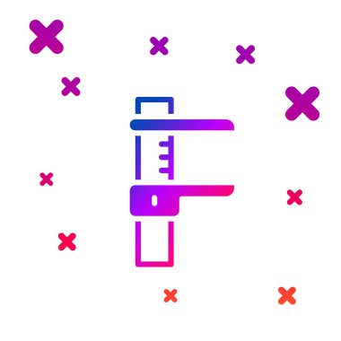 Beyaz arkaplanda izole edilmiş renk Calliper veya kalibre ve ölçek simgesi. Hassas ölçüm aletleri. Kademeli rastgele dinamik şekiller. Vektör