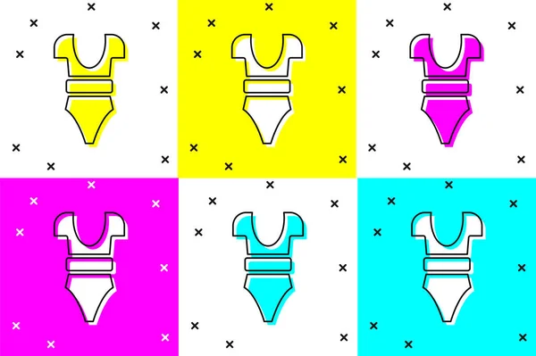 Définir l'icône maillot de bain isolé sur fond couleur. Vecteur — Image vectorielle