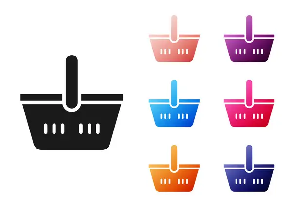 Black Shopping basket icon isolated on white background. Online buying concept. Delivery service sign. Shopping cart symbol. Set icons colorful. Vector — Stock Vector