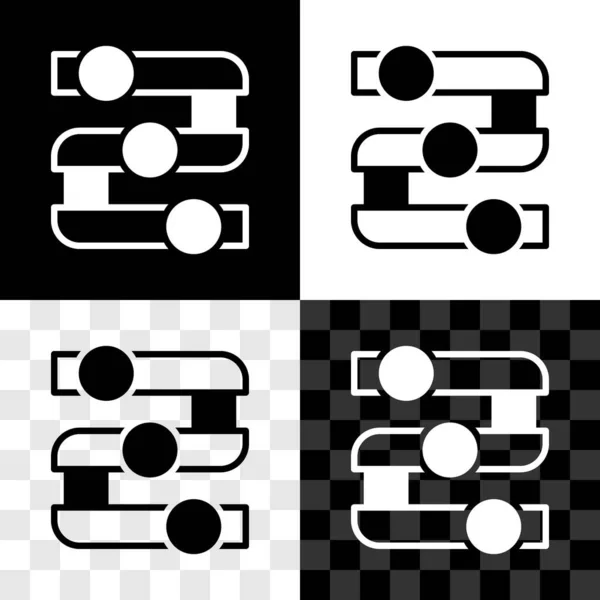 Set Graph, Zeitplan, Diagramm, Diagramm, Infografik, Tortendiagramm-Symbol auf schwarz-weißem, transparentem Hintergrund isoliert. Vektor — Stockvektor