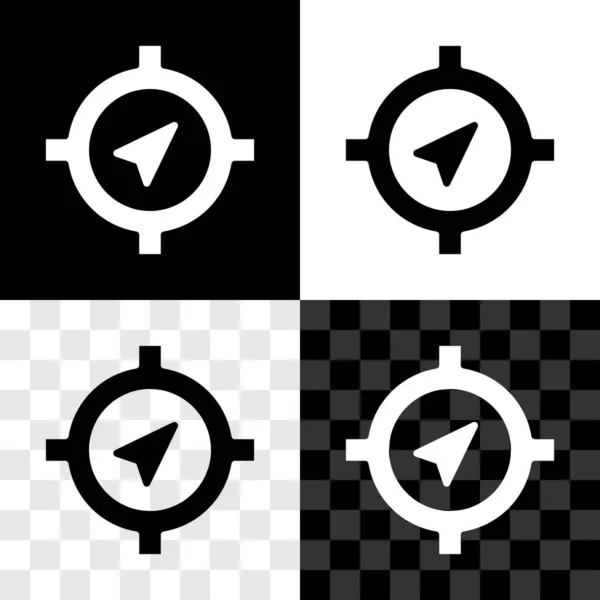 Set Compass icon isolated on black and white, transparent background. Windrose navigation symbol. Wind rose sign. Vector — Stock Vector