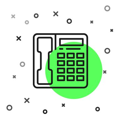 Siyah hat telefon ahizesi simgesi beyaz arkaplanda izole edildi. Telefon işareti. Vektör