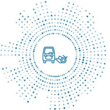 Mavi çizgi pasifleştirilmiş araç simgesi beyaz arkaplanda izole edildi. Soyut çember rastgele noktalar. Vektör