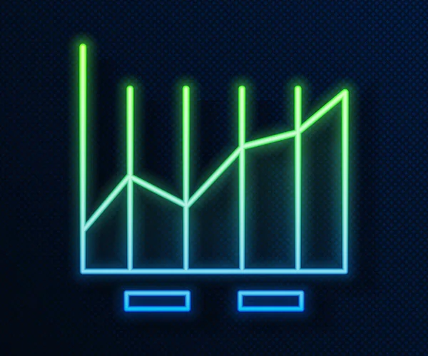 Leuchtendes Neon Line Pie Diagramm Infografik-Symbol isoliert auf blauem Hintergrund. Diagrammdiagramm-Zeichen. Vektorillustration — Stockvektor