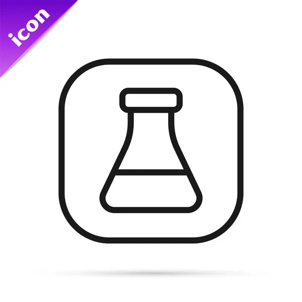 Línea negra Tubo de ensayo y matraz químico icono de prueba de laboratorio aislado sobre fondo blanco. Signo de cristalería del laboratorio. Vector — Vector de stock