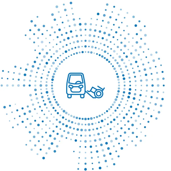 Mavi çizgi pasifleştirilmiş araç simgesi beyaz arkaplanda izole edildi. Soyut çember rastgele noktalar. Vektör