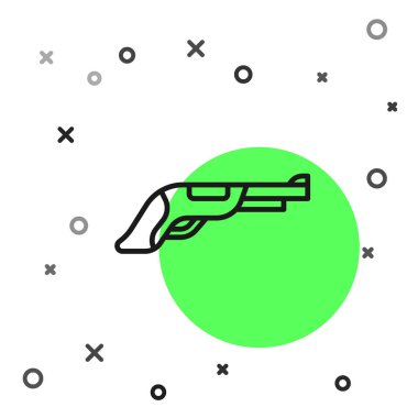 Siyah çizgili Vintage tabanca ikonu beyaz arkaplanda izole edildi. Eski bir silah. Vektör