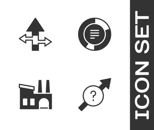 Zestaw Arrow,, Fabryka i Pie wykres infografika ikona. Wektor — Wektor stockowy