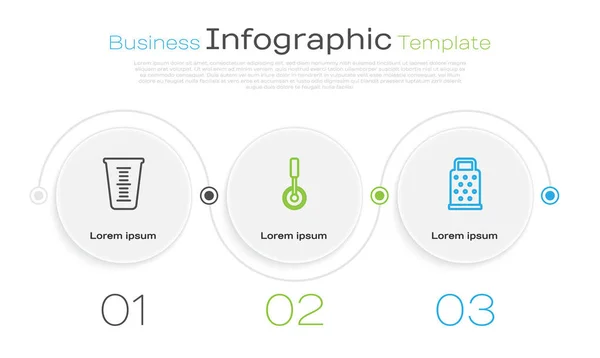 Set line Measuring cup, Pizza knife and Grater. Business infographic template. Vector — Stock Vector