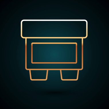 Koyu mavi arka planda izole edilmiş elektrik koruma bileşeni ikonu altın çizgisi. Eriyen koruyucu fitil. Vektör