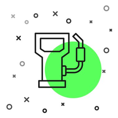 Beyaz arka planda siyah çizgi ya da benzin istasyonu simgesi izole edildi. Araba yakıtı sembolü. Benzin pompası. Vektör