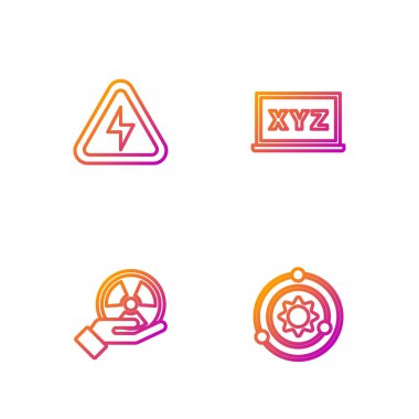 Güneş sistemini, radyoaktif, yüksek voltajlı ve XYZ koordinatlarını ayarla. Renk simgeleri. Vektör