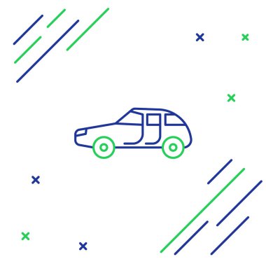 Çizgi Arabası simgesi beyaz arkaplanda izole edildi. Renkli taslak konsepti. Vektör