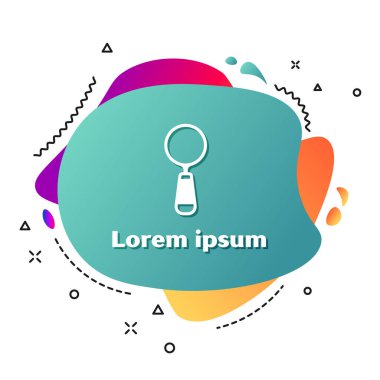 Beyaz arka planda izole edilmiş beyaz büyüteç simgesi. Arama, odaklanma, yakınlaştırma, iş sembolü. Sıvı şekilli soyut pankart. Vektör