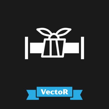 Beyaz Endüstri metalik boru ikonu siyah arka planda izole edildi. Tesisat boru hattının farklı şekillerde parçaları. Vektör