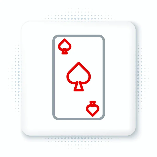Linje Spela kort med spader symbol ikon isolerad på vit bakgrund. Kasinospel. Färgstarkt skisskoncept. Vektor — Stock vektor