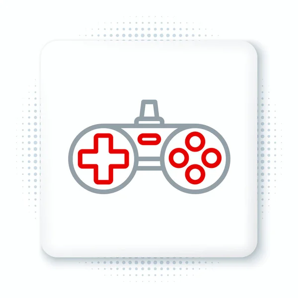 Ícone de Gamepad de linha isolado no fundo branco. Controlador de jogo. Conceito de esboço colorido. Vetor —  Vetores de Stock