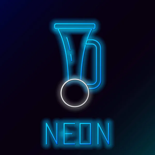 Világító neon vonal Jelkürt jármű ikon elszigetelt fekete háttér. Színes vázlat koncepció. Vektor — Stock Vector