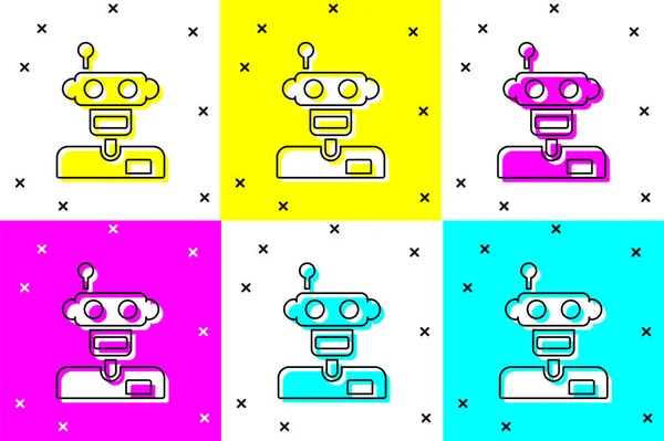 Ustaw ikonę robota izolowane na tle koloru. Wektor — Wektor stockowy