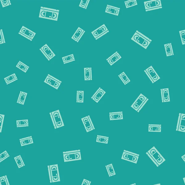 Yeşil VHS video kaset ikonu yeşil arkaplanda izole edilmiş kusursuz desen. Vektör