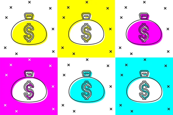 Ange pengar väska ikon isolerad på färg bakgrund. Dollar eller USD symbol. Kontantbanksvaluta tecken. Vektor — Stock vektor
