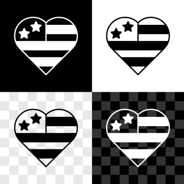 Set USA Icono del día de la independencia aislado sobre fondo blanco y negro, transparente. 4 de julio. Estados Unidos de América país. Vector — Archivo Imágenes Vectoriales