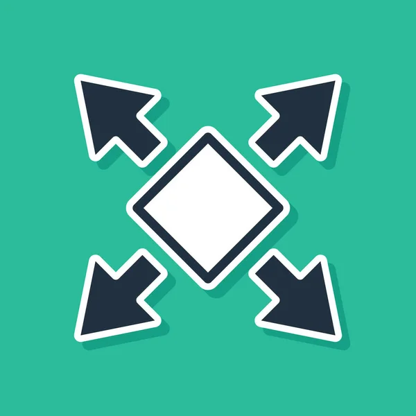 Modrá Mnoha způsoby směrové šipky ikona izolované na zeleném pozadí. Vektor — Stockový vektor