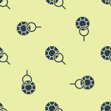 Mavi Taş ikonu sarı arkaplandaki kusursuz deseni izole etti. Mücevher sembolü. Elmas. Vektör