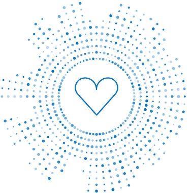 Mavi çizgi kalp simgesi beyaz arkaplanda izole edildi. Romantik sembol, bağlanma, tutku ve düğün. Sevgililer Günü sembolü. Soyut çember rastgele noktalar. Vektör