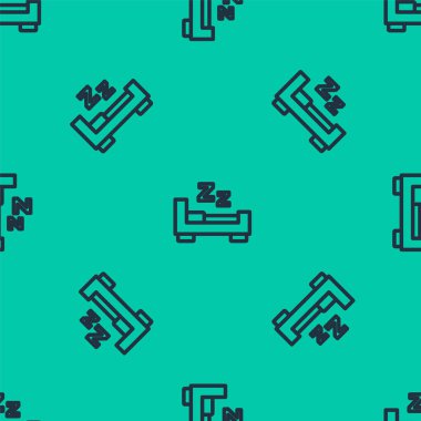 Mavi çizgi zaman ikon yeşil arka planda izole edilmiş pürüzsüz desen uyku zamanı. Uykulu Zzzz. Sağlıklı bir yaşam tarzı. Vektör