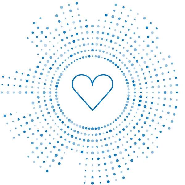 Mavi çizgi kalp simgesi beyaz arkaplanda izole edildi. Romantik sembol, bağlanma, tutku ve düğün. Sevgililer Günü sembolü. Soyut çember rastgele noktalar. Vektör