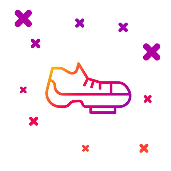 Linha de cores Triathlon ciclismo sapatos ícone isolado no fundo branco. Sapatos desportivos, sapatos de bicicleta. Gradiente formas dinâmicas aleatórias. Vetor — Vetor de Stock