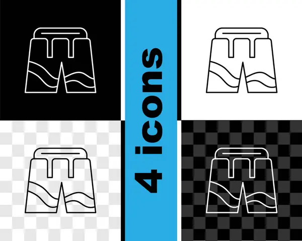 Set line Short or pants icon isolated on black and white, transparent background. Vector — Stock Vector