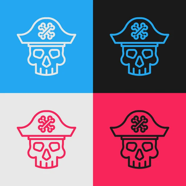 Pop art line Icono capitán pirata aislado en el fondo de color. Vector — Vector de stock