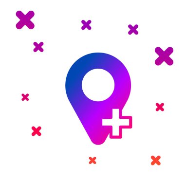 Beyaz arkaplanda izole edilmiş renk haritası simgesi. Navigasyon, işaret, konum, harita, GPS, yön, yer, pusula, arama konsepti. Kademeli rastgele dinamik şekiller. Vektör