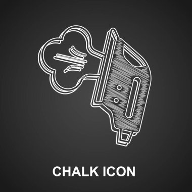 Tebeşir Elektriği simgesi siyah arkaplanda izole edildi. Buhar ütüsü. Vektör