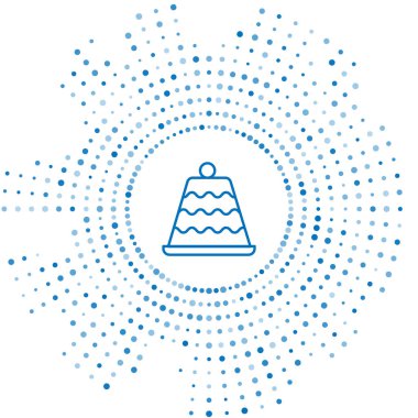 Mavi çizgi pasta simgesi beyaz arkaplanda izole edildi. Doğum günün kutlu olsun. Soyut çember rastgele noktalar. Vektör