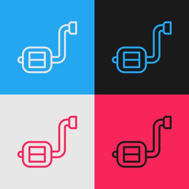 Pop sanat çizgisi bisiklet pedalı simgesi renk arkaplanında izole edilmiş. Vektör