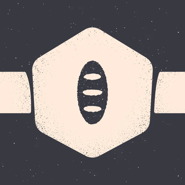 Ikona chleba Grunge odizolowana na szarym tle. Monochromatyczny rysunek rocznika. Wektor — Wektor stockowy