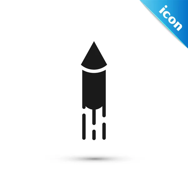 Szara ikona rakiety fajerwerków izolowana na białym tle. Koncepcja zabawy. Symbol pirotechniczny materiałów wybuchowych. Wektor — Wektor stockowy