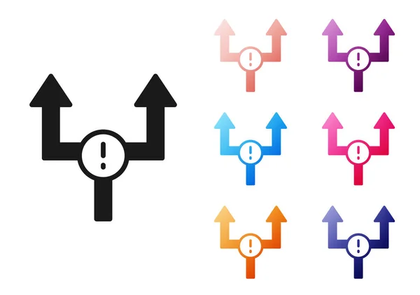 Schwarzes Pfeil-Symbol isoliert auf weißem Hintergrund. Richtung Pfeilspitze Symbol. Navigationszeiger. Setzen Sie Symbole bunt. Vektor — Stockvektor