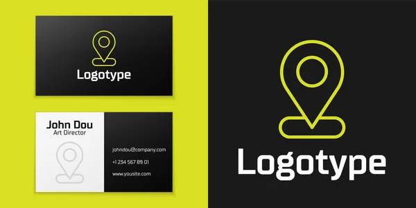 Піктограма штифта лінії Logotype ізольовано на чорному тлі. Навігація, вказівник, розташування, карта, gps, напрямок, місце, компас, концепція пошуку. Елемент шаблону дизайну логотипу. Векторні — стоковий вектор