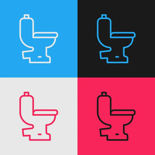 Pop Art Linie Toilettenschüssel Symbol isoliert auf farbigem Hintergrund. Vektor — Stockvektor