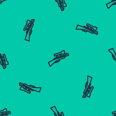 Dürbün ikonlu mavi çizgili keskin nişancı tüfeği yeşil arka planda izole edilmiş. Vektör